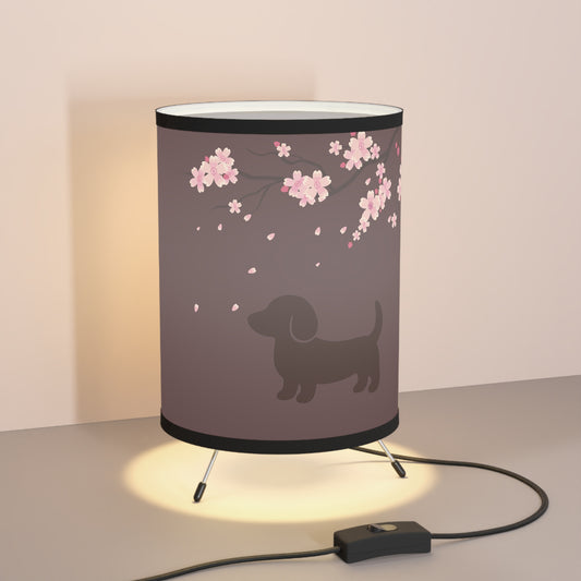 Dachshund & Blossom Tripod Lamp - Whimsical Wiener Dog Illumination
