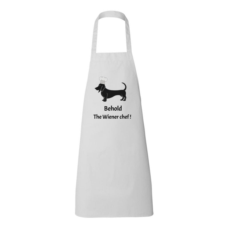 Cute Dachshund Printed Apron - "Behold the weiner Chef"